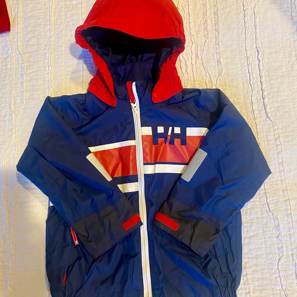 Helly Hansen Blue and Red Raincoat with High Collar and Full-Length Zipper - Picture 2 of 6